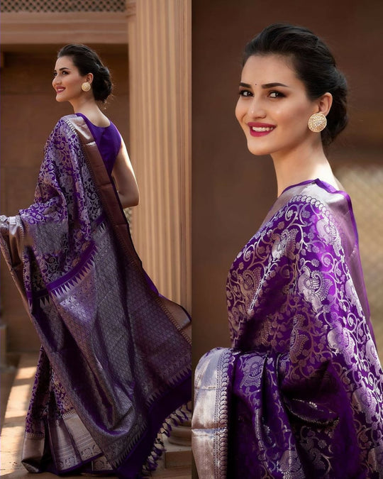 Purple Banarasi Silk Saree