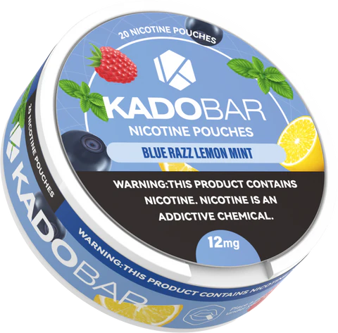 Savor the complete clean burst of the Blue Razz Melon Mint flavor of the nicotine pouch called Kado Bar.