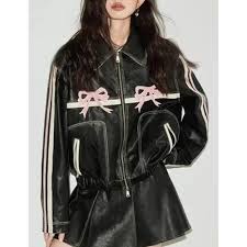 Shein Ribbon Leather Jacket