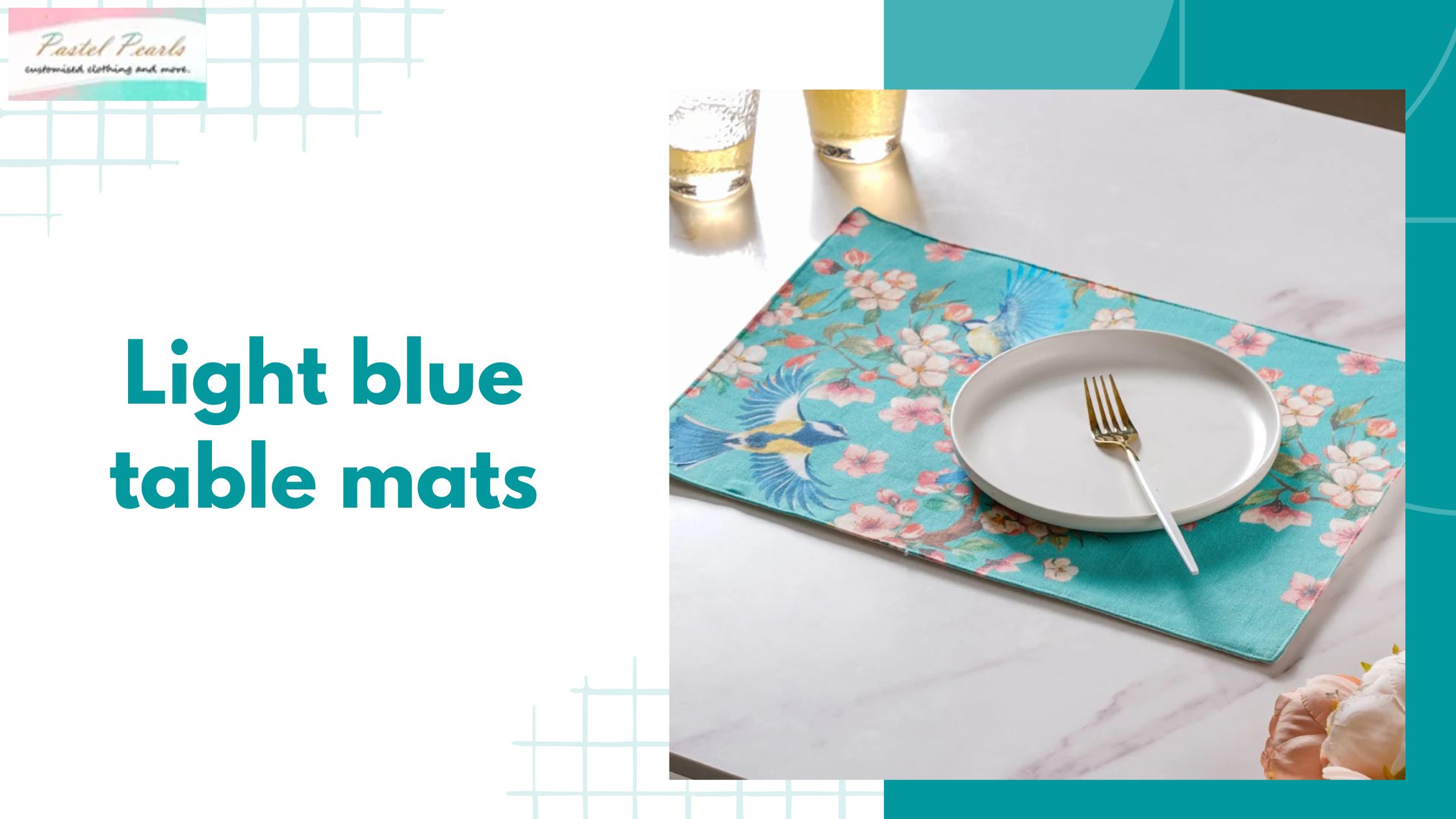light blue table mats