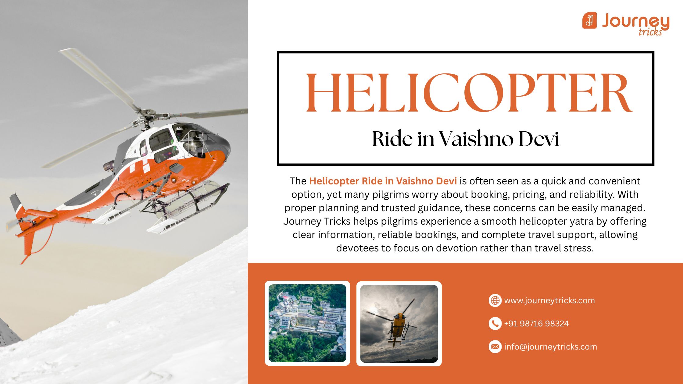 Helicopter Ride in Vaishno Devi showing aerial travel for pilgrims with Journey Tricks