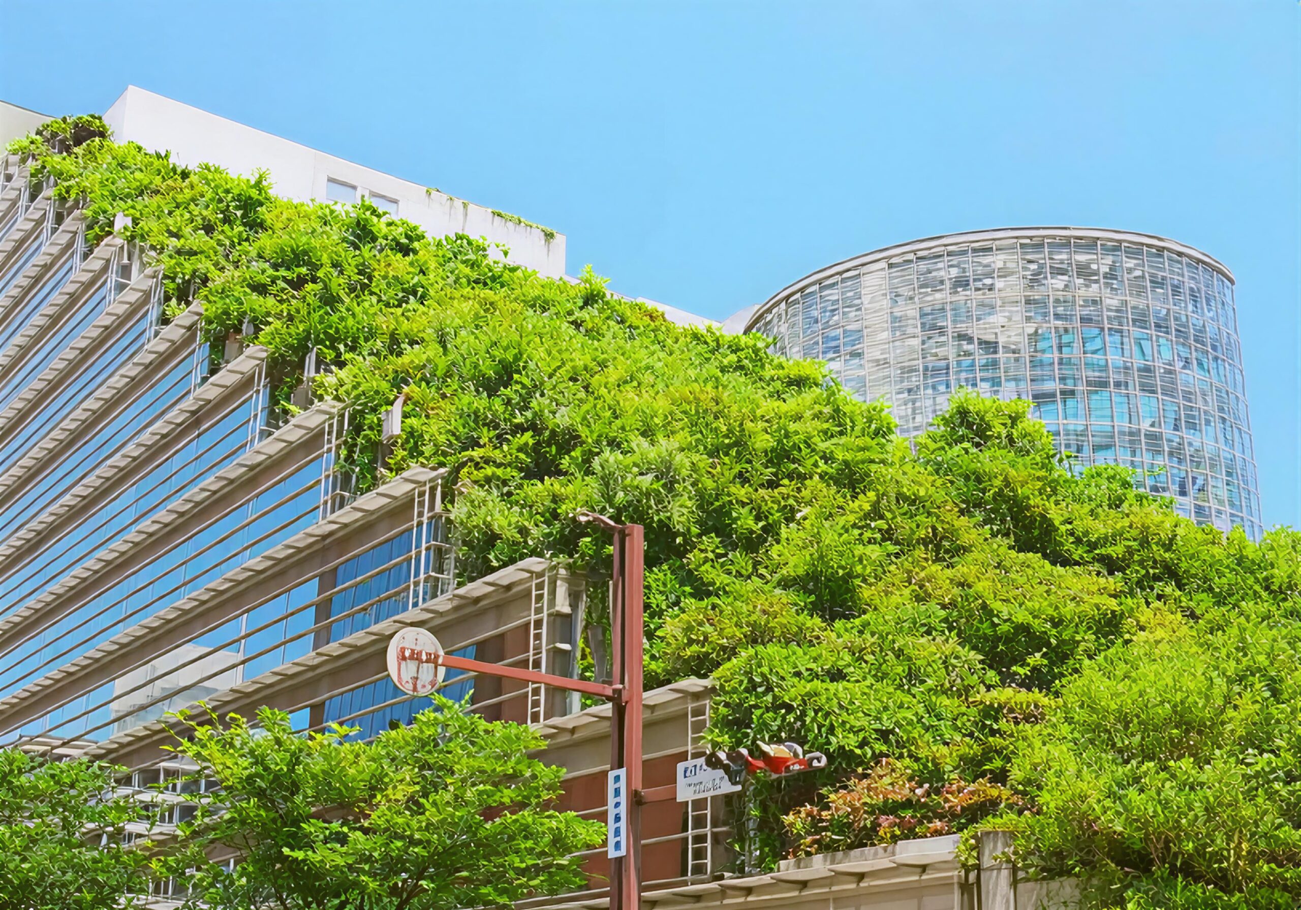 Green building with eco-friendly design, energy-efficient materials, and sustainable construction features