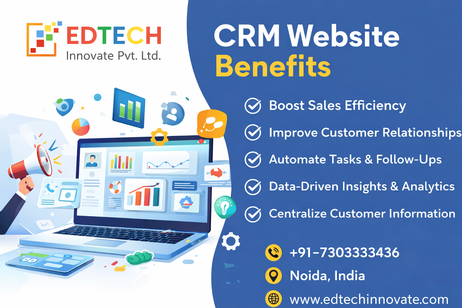 Best CRM website dashboard for fast sales growth using Edtech Innovate
