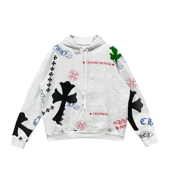Chrome Hearts Stencil Multi Cross & Horseshoe Pullover Hoodie