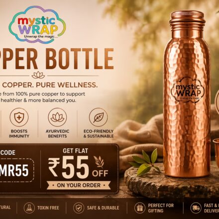 Copper Bottle, Hammered Copper Bottle, Tamba Water Bottle, Copper Bottle 1000 ML, Hammered Copper Tamba Water Bottle 1000 ML, Pure Copper Hammered Water Bottle, Hammered Copper Bottle, Tamba Water Bottle 1 Litre, Pure Copper Bottle India, Ayurvedic Water Bottle, Copper Bottle Benefits, MysticWrap Copper Bottle