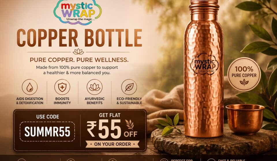 Copper Bottle, Hammered Copper Bottle, Tamba Water Bottle, Copper Bottle 1000 ML, Hammered Copper Tamba Water Bottle 1000 ML, Pure Copper Hammered Water Bottle, Hammered Copper Bottle, Tamba Water Bottle 1 Litre, Pure Copper Bottle India, Ayurvedic Water Bottle, Copper Bottle Benefits, MysticWrap Copper Bottle