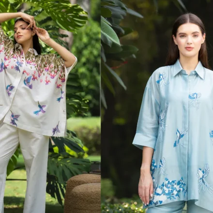 Kashmiri Co-ord Sets, Co-ord Set, Blush Aviary Co-Ord Set, Skybound Poise Co-Ord Set, Ivory Flight Co-Ord Set, Buy Roohgul Co-ord Sets, Kashmiri Fashion,Luxuries of Kashmir, Kashmiri Embroidery clothing, kashmir clothing, kashmiri fashion trends, Kashmiri products
