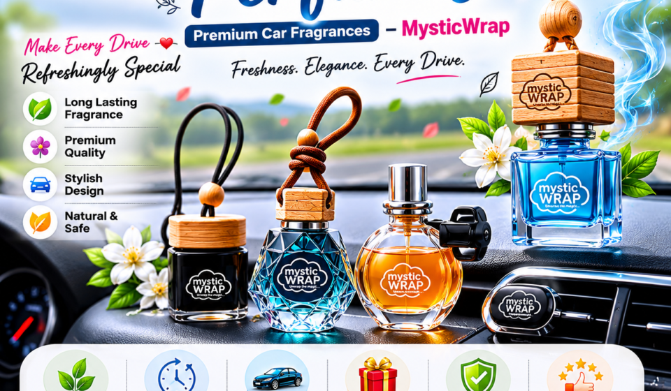 Car Perfumes, Premium Car Fragrances, MysticWrap, car air freshener, car hanging perfume, long-lasting car fragrance, luxury car freshener, car fragrance India, buy car perfume online