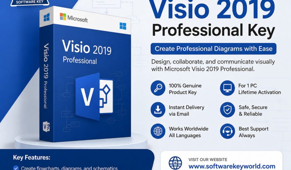 Visio 2019 Professional key, Visio lifetime license, Visio 1 PC activation, Microsoft Visio 2019 download, Visio product key, diagram software, Visio professional license