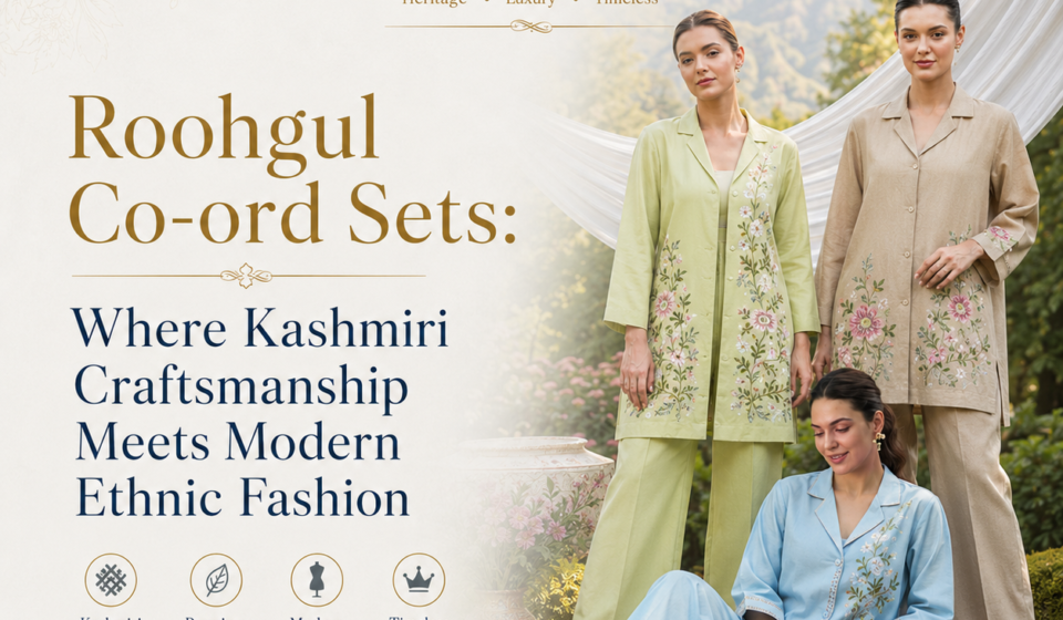 Roohgul Co-ord Sets, Luxury Kashmiri Handcrafted Sets, Kashmiri Fashion, Kashmiri Embroidery clothing, kashmir clothing, kashmiri fashion trends, Kashmiri products , Kashmiri handcrafted sets, Kashida embroidery co-ord, luxury ethnic co-ord set, Luxuries of Kashmir, handcrafted fashion India , luxury ethnic co-ord sets co-ord sets for women kurta co-ord set palazzo co-ord set sharara co-ord set embroidered co-ord set designer ethnic wear premium ethnic co-ord buy co-ord set online free shipping