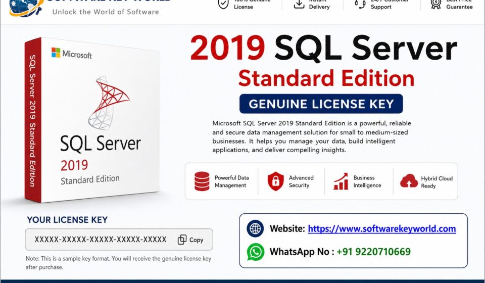 SQL Server 2019 key, SQL Server Standard license, database software license, Microsoft SQL key, SQL Server activation, server database solution, SQL 2019 download, SoftwareKeyWorld