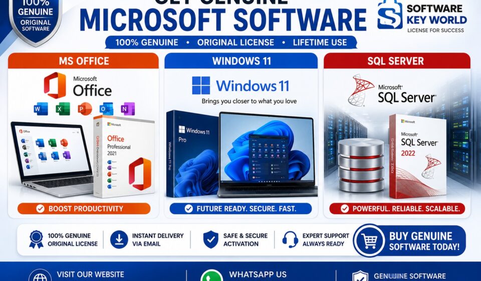 Microsoft Office license, Windows 11 key, SQL Server license, buy genuine software, cheap Microsoft keys, lifetime activation license, SoftwareKeyWorld