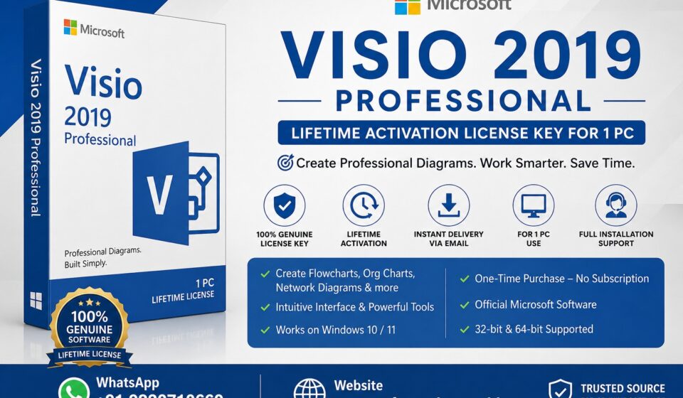 Visio 2019 Professional key, Visio lifetime license, Visio 1 PC activation, Microsoft Visio 2019 download, Visio product key, diagram software, Visio professional license
